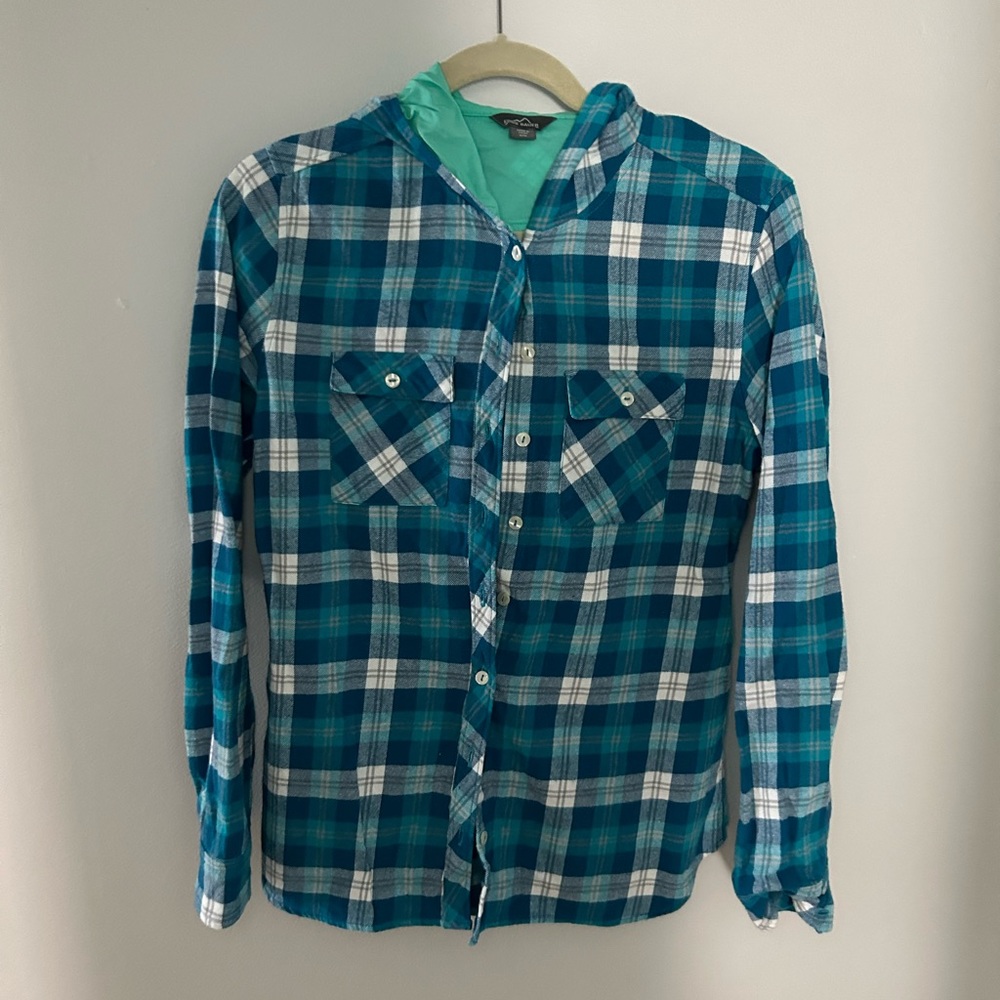 Eddie Bauer Hooded Button Down Flannel
